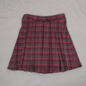 Zara Burgundy Plaid Pleated Pull On Mini Skirt Girl's Size 13-14